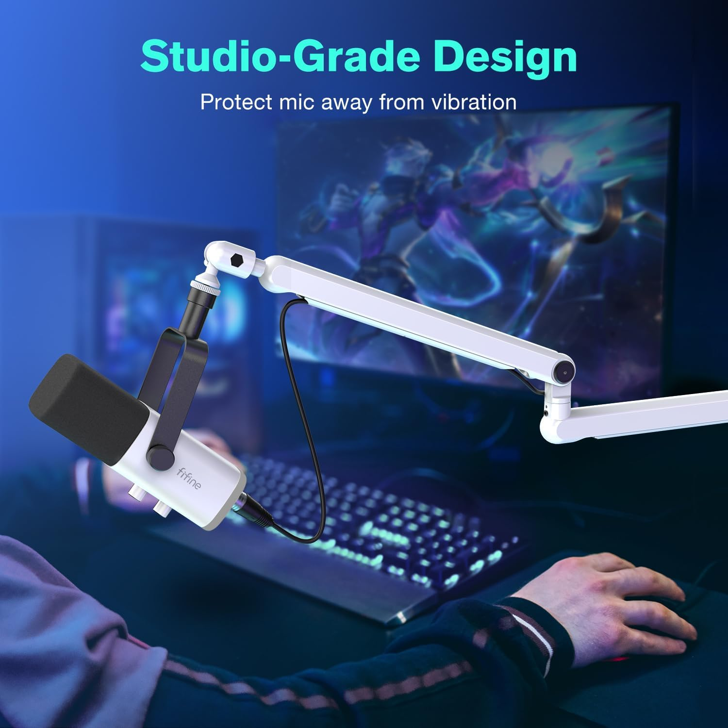 FIFINE BM88 PREMIUM BOOM ARM STAND WHITE FIFINE BM88 PREMIUM BOOM ARM STAND WHITE